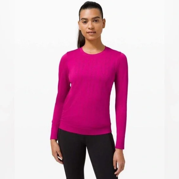 Lululemon Fletching Lines Ripened Raspberry Swiftly Breathe Long Sleeve Tee - Picture 1 of 9